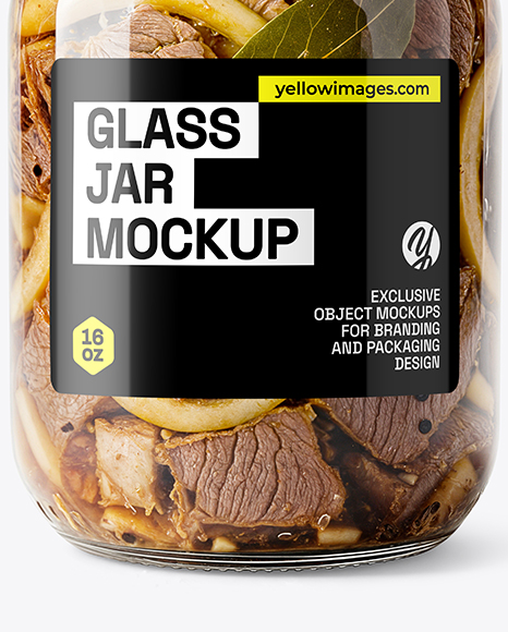 Glass Jar with Canned Stewed Meat Mockup