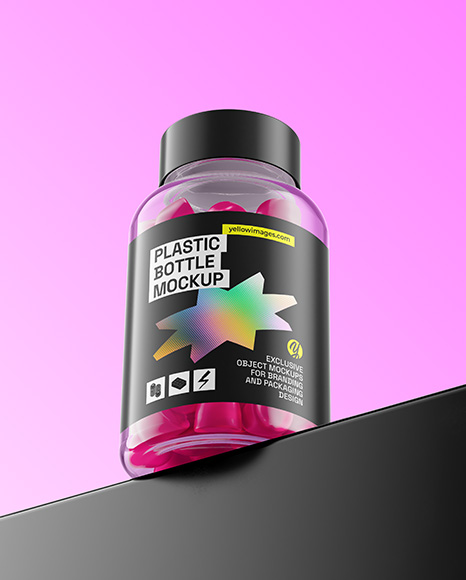 Plastic Bottle with Gummies Mockup