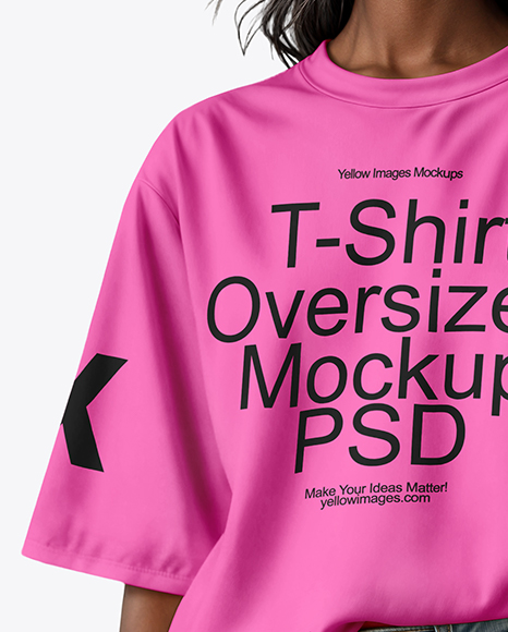 Black Woman Wearing Oversized T-Shirt and Sun Visor Mockup