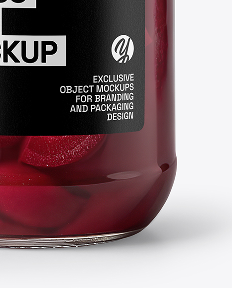 Clear Glass Jar with Pickled Beets Mockup