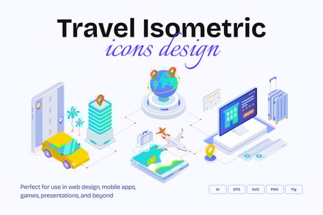Travel Isometric Icons Pack - Graphics
