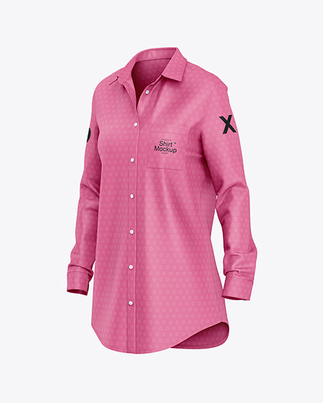 Women's Long Sleeve Shirt Mockup - Half Side View