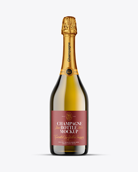Antique Green Glass Champagne Bottle Mockup