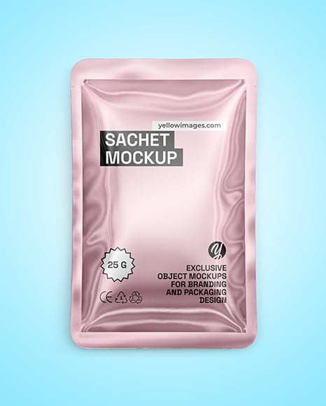Glossy Metallic Sachet Mockup
