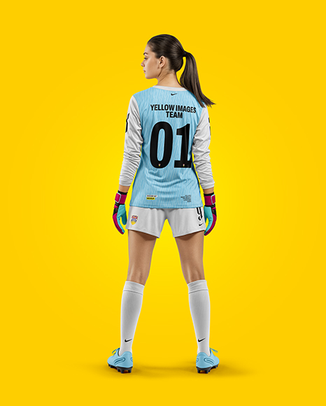 Female Soccer Goalkeeper Wearing Long Sleeve Jersey Mockup