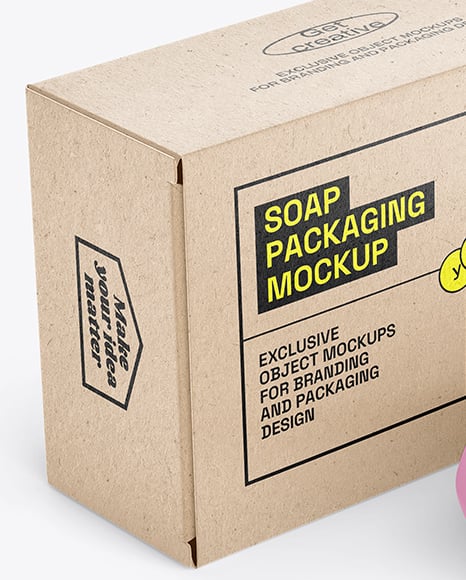 Soap Bar with Kraft Paper Box Mockup
