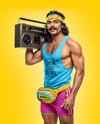 Man with Boombox Wearing Tank Top and Shorts Mockup