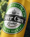 Beer Can on Fresh Hops Background Mockup