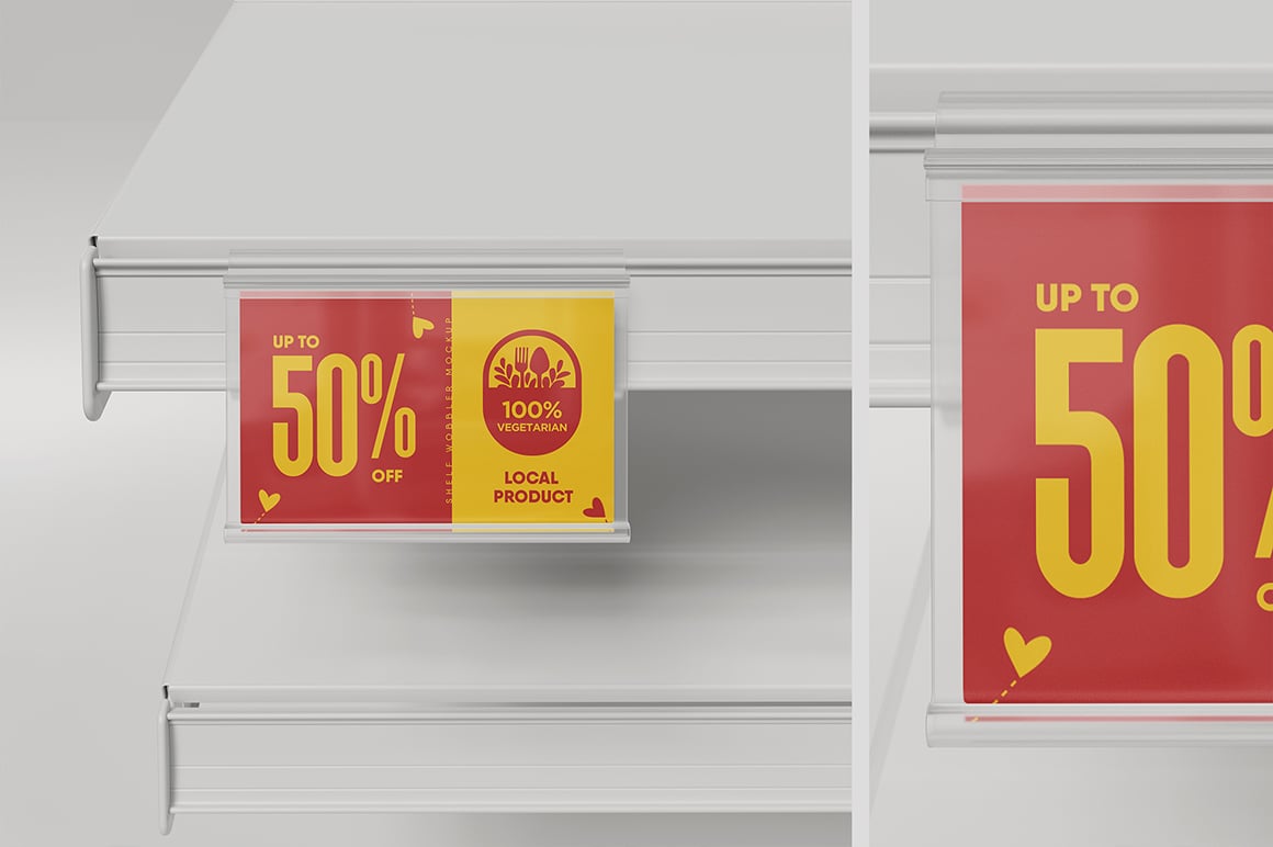 Hinged Shelf Talker Mockup