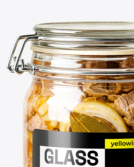 Glass Jar with Clamp Lid Filled Stewed Meat Mockup