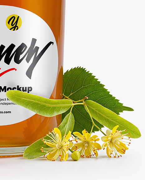 Glass Jar with Linden Honey Mockup