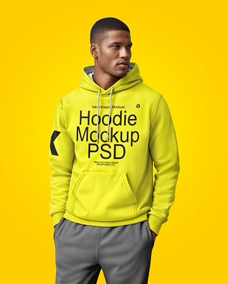 Black Man Wearing a Hoodie and Pants Mockup