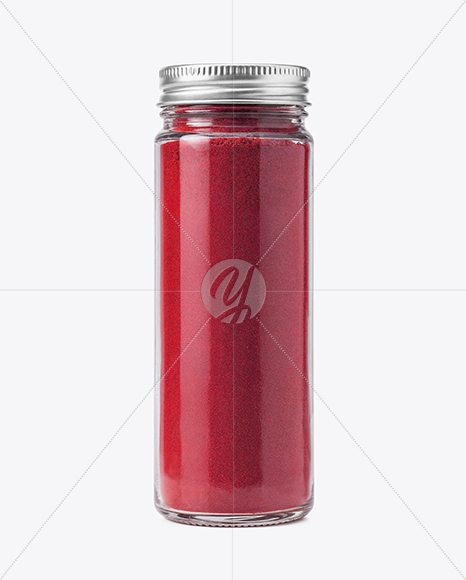 Long Clear Glass Jar with Ground Sumac Spice Mockup
