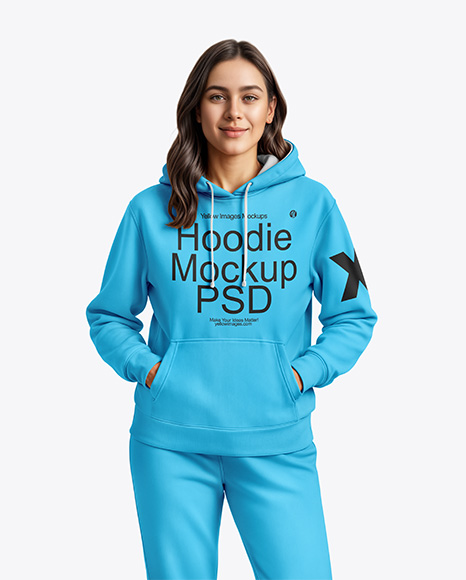 A Woman in a Hoodie Mockup - Crop top hoodie mockup