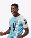 Soccer Player Wearing Raglan Jersey and Shorts Mockup