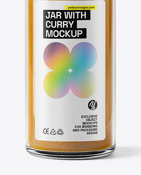 Glass Jar with Curry Powder Mockup