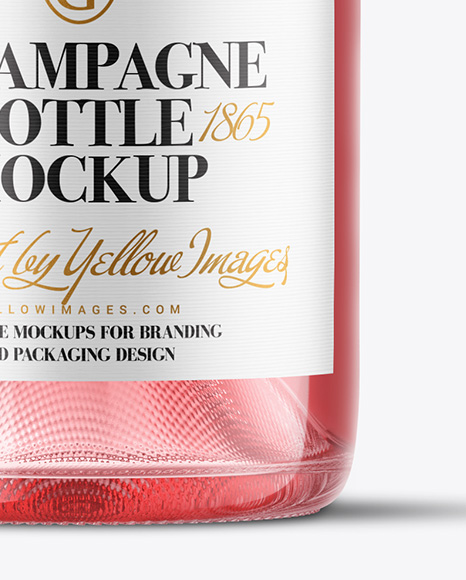 Clear Glass Pink Champagne Bottle Mockup