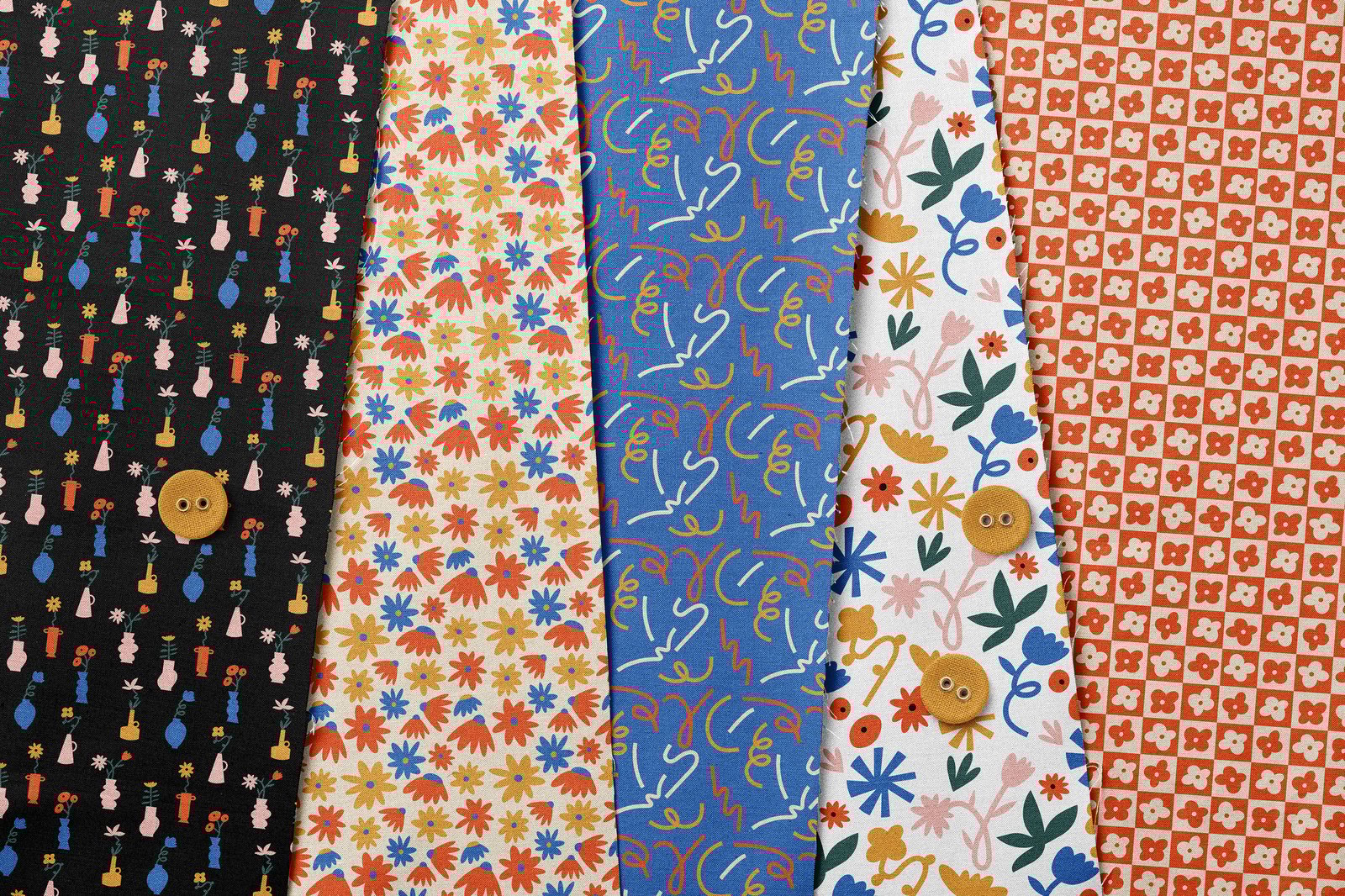 Groovy Flowers. Seamless Patterns