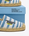 Pair of Women's Espadrilles with Shoe Box Mockup