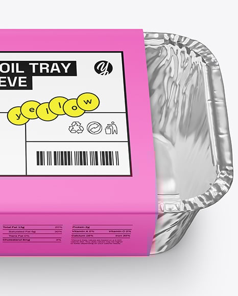 Aluminium Foil Tray Container in Paper Sleeve Mockup
