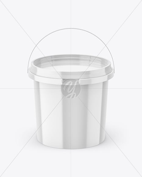 Glossy Plastic Bucket with Handle Mockup
