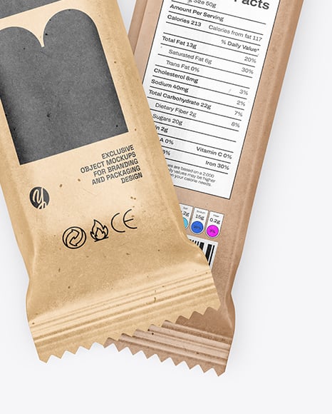 Two Kraft Stick Sachets Mockup