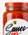 Glass Jar Filled Fermented Red Hot Pepper Sauce Mockup