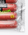 Clear Plastic Flow-Pack with Sausages in Paper Holder Mockup