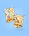 Clear Plastic Snack Bags with Potato Chips Mockup