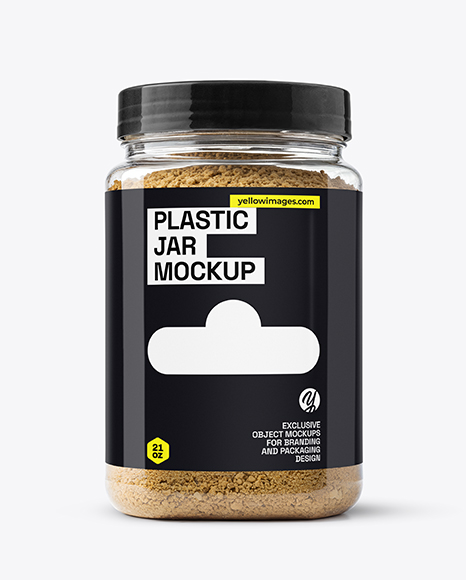Clear Plastic Jar with Asafoetida Spice Mockup - Plastic jar mockup