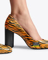 Block Heel Pumps on Woman's Legs Mockup