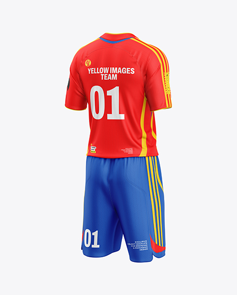 Soccer Kit Mockup - Back Half Side View