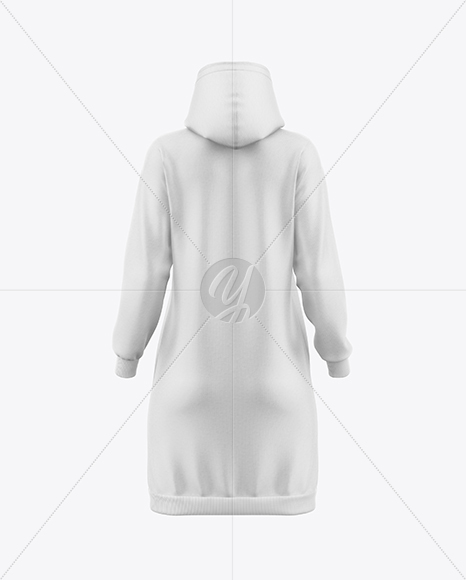 Women Cotton Hoodie Dress Mockup - Back View