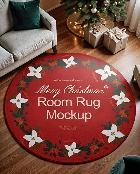 Christmas Round Mat Mockup - Luxury+Gift+or+Cake+Box+|+Creative+Product+Mockups+...