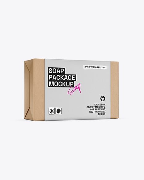 Kraft Paper Soap Bar Package Mockup – Half Side View - Mockups