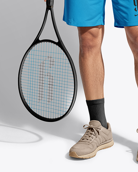 Man Wearing Tennis Uniform and Tennis Bag Mockup