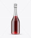 Clear Glass Red Champagne Bottle Mockup