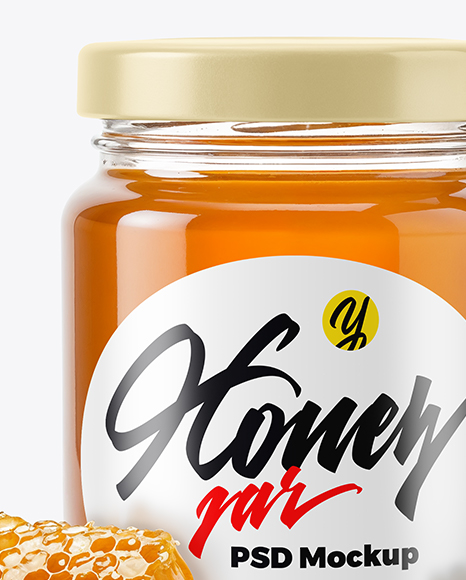 Clear Glass Jar with Acacia Honey Mockup