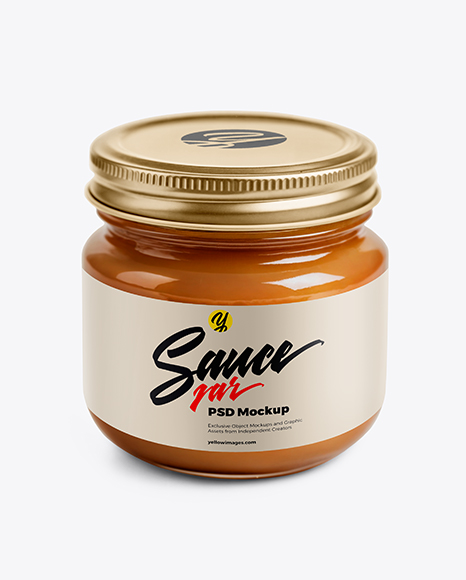 Glass Jar with Caramel Sauce Mockup - Glass+Jar+With+Various+Fillers+Mockup+In+Jar+Mockups+On+Yellow