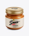 Glass Jar with Caramel Sauce Mockup