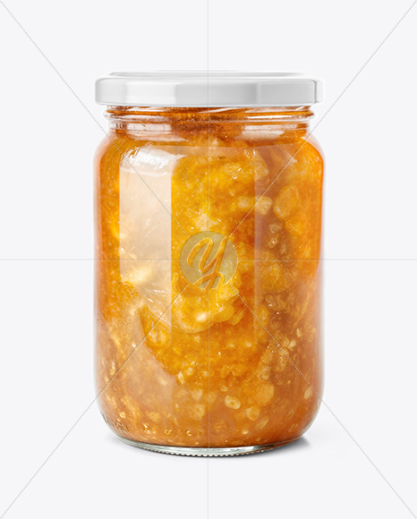 Clear Glass Jar with Orange Jam Mockup