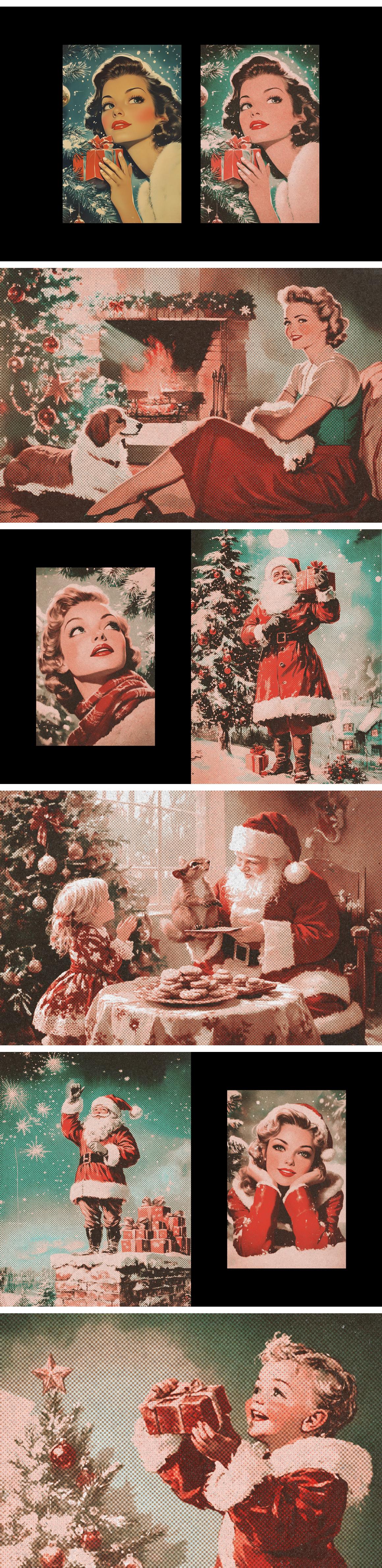 Vintage Christmas Postcard Photo Effect