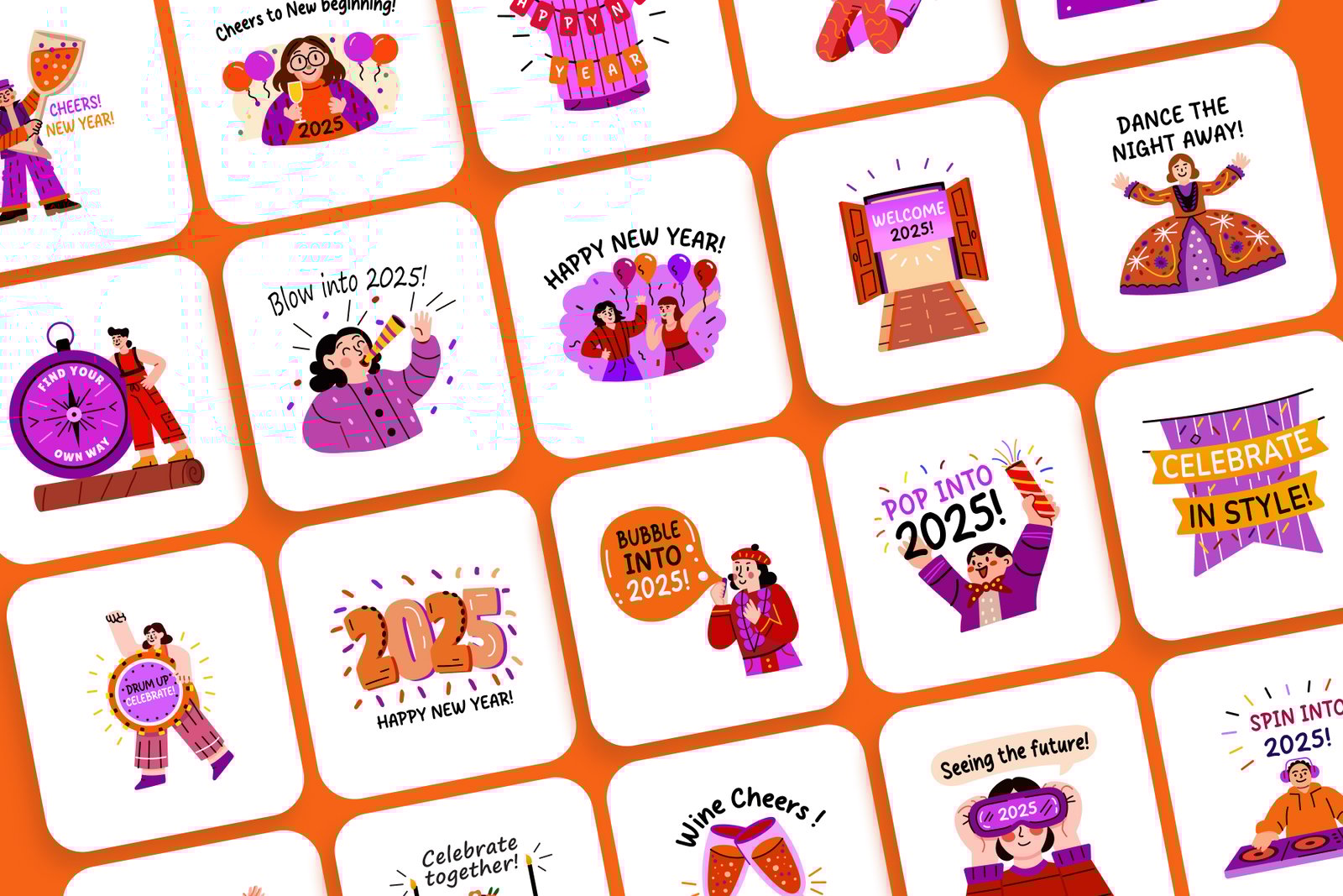 New Year Stickers Collection