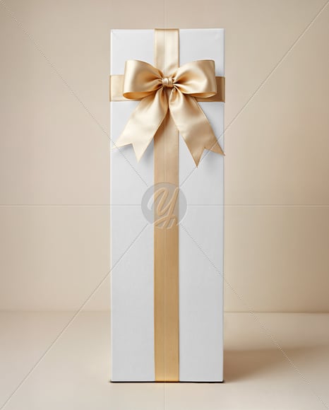 Rectangular Gift Box with Bow Mockup