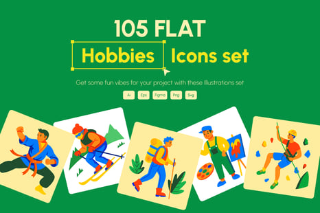 Flat Hobbies Icon Collection