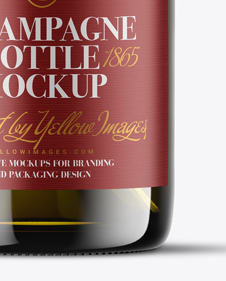 Antique Green Glass Champagne Bottle Mockup