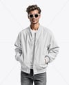 Man in Sunglasses Wearing Bomber Jacket and Jeans Mockup