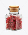 Square Glass Jar with Saffron Threads Mockup