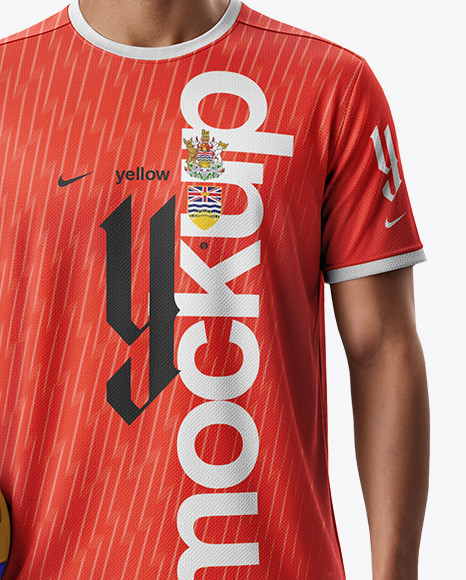 Man Wearing Full Volleyball Kit with Ball Mockup