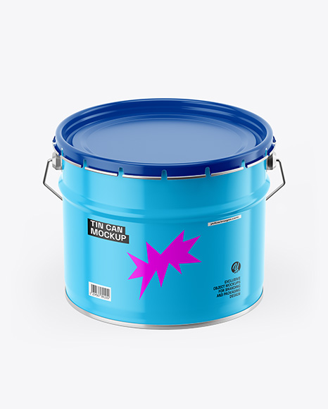 Glossy Tin Can W Metallic Handle Mockup - Packaging mockups